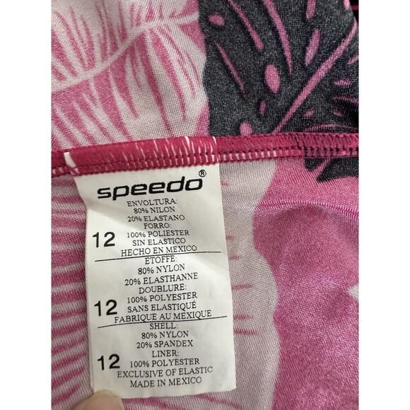 Speedo One Piece Swimsuit Size 12 Pink Tropical Print Racerback - Picture 12 of 12
